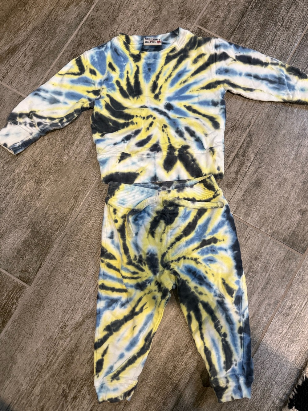 Mish Boys Toddler Tie-Dye Sweatshirt & Jogger Set - Yellow, Blue, Black - 12 mo